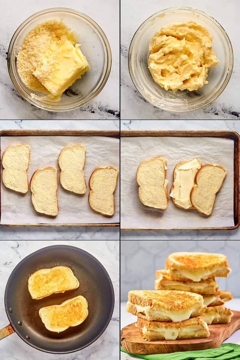 Collage of making copycat Starbucks grilled cheese.