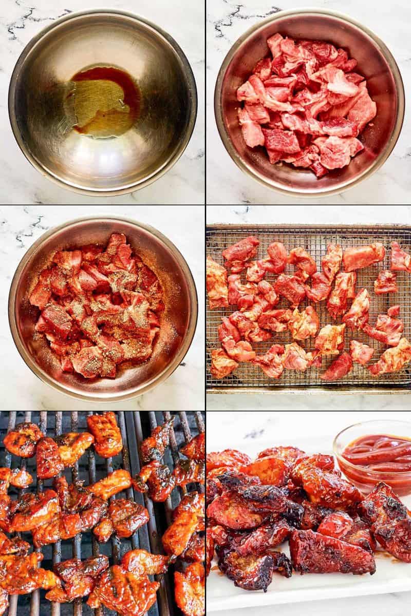 Collage of making copycat Applebee's riblets.