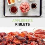 Copycat Applebee's riblets ingredients and the finished dish.