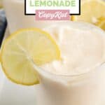 Homemade chick fil a frosted lemonade drinks.