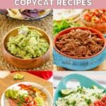 Copycat Chipotle guacamole, barbacoa, steak bowl, and cilantro lime rice.