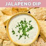 Homemade Chuy's creamy jalapeno ranch dip and tortilla chips.