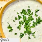A bowl of homemade Chuy's creamy jalapeno dip.
