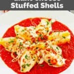 Copycat Olive Garden giant cheese stuffed shells in a pasta bowl.