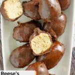 Homemade Reese's peanut butter eggs on a plate.