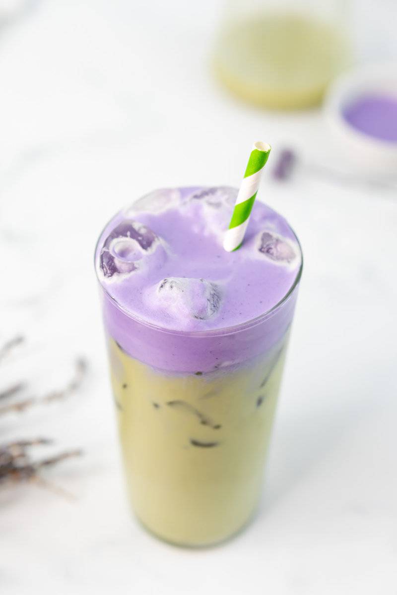 Copycat Starbucks iced lavender pick  oatmilk matcha beverage  latte.