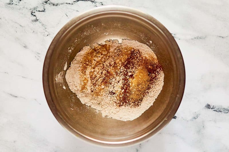 Seasoned flour ingredients in a bowl.