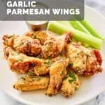 A plate of copycat Wingstop garlic parmesan wings.