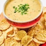 Copycat Chipotle queso blanco and tortilla chips.