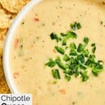 A bowl of homemade Chipotle queso blanco.