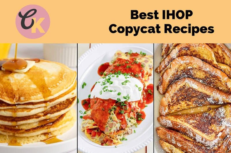 Copycat IHOP pancakes, omelette, and French toast.