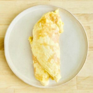 Copycat IHOP pancake batter omelette on a plate.