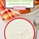 Homemade Red Lobster pina colada coconut shrimp dipping sauce in a bowl.
