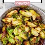 Air-fried Brussels sprouts in a large bowl.