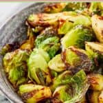 Air-fried Brussels sprouts in a serving bowl.