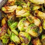 Air-fried brussels sprouts in a bowl.