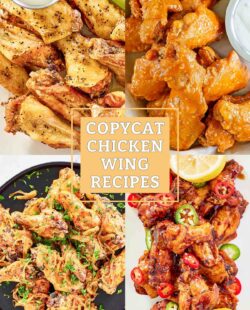 Collage of 4 different copycat chicken wings.