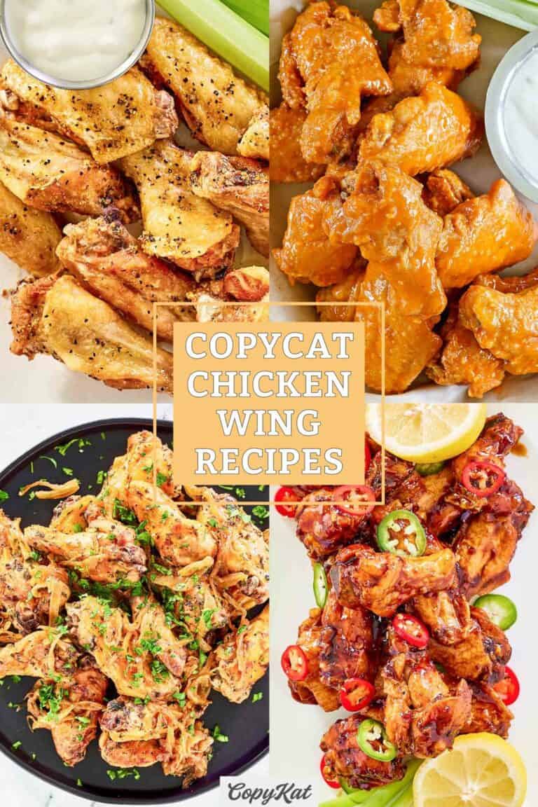 Collage of 4 different copycat chicken wings.