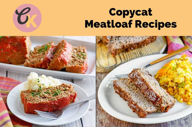 Copycat Boston Market and Cracker Barrel meatloaf sliced and on plates with sides.
