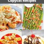 Copycat Olive Garden shrimp fritta, asparagus, stuffed shells, and brownie.