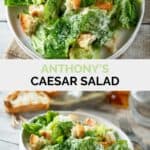 Homemade Anthony's Caesar salad on plates.