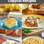 Copycat Boston Market cornbread, sweet potato casserole, meatloaf, and squash casserole.