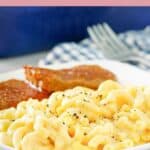 Homemade Boston Market macaroni and cheese and meatloaf slices.