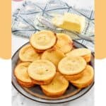 A plate of homemade Cracker Barrel cornbread muffins.