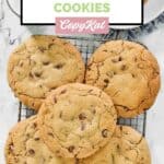 Homemade Crumble chocolate chip cookies on a wire rack and a plate.