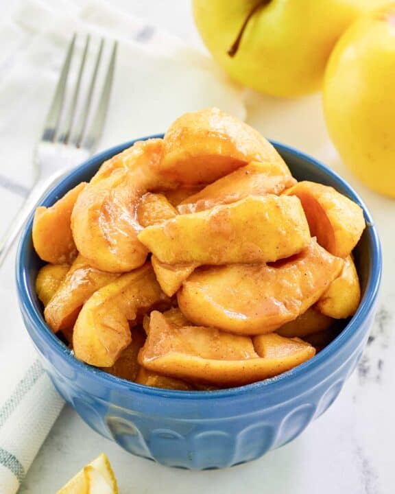 Copycat cracker barrel fried apples in a bowl.