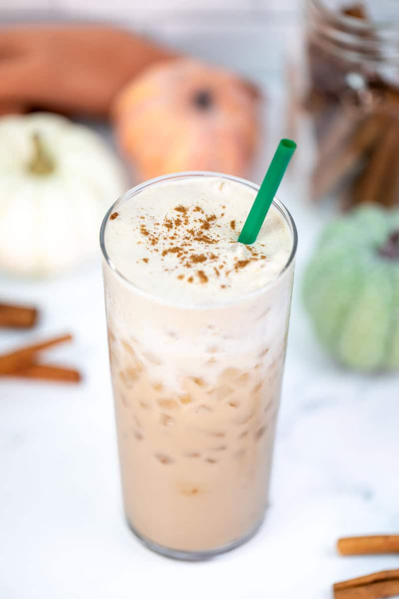 Copycat starbucks iced pumpkin cream chai tea latte.