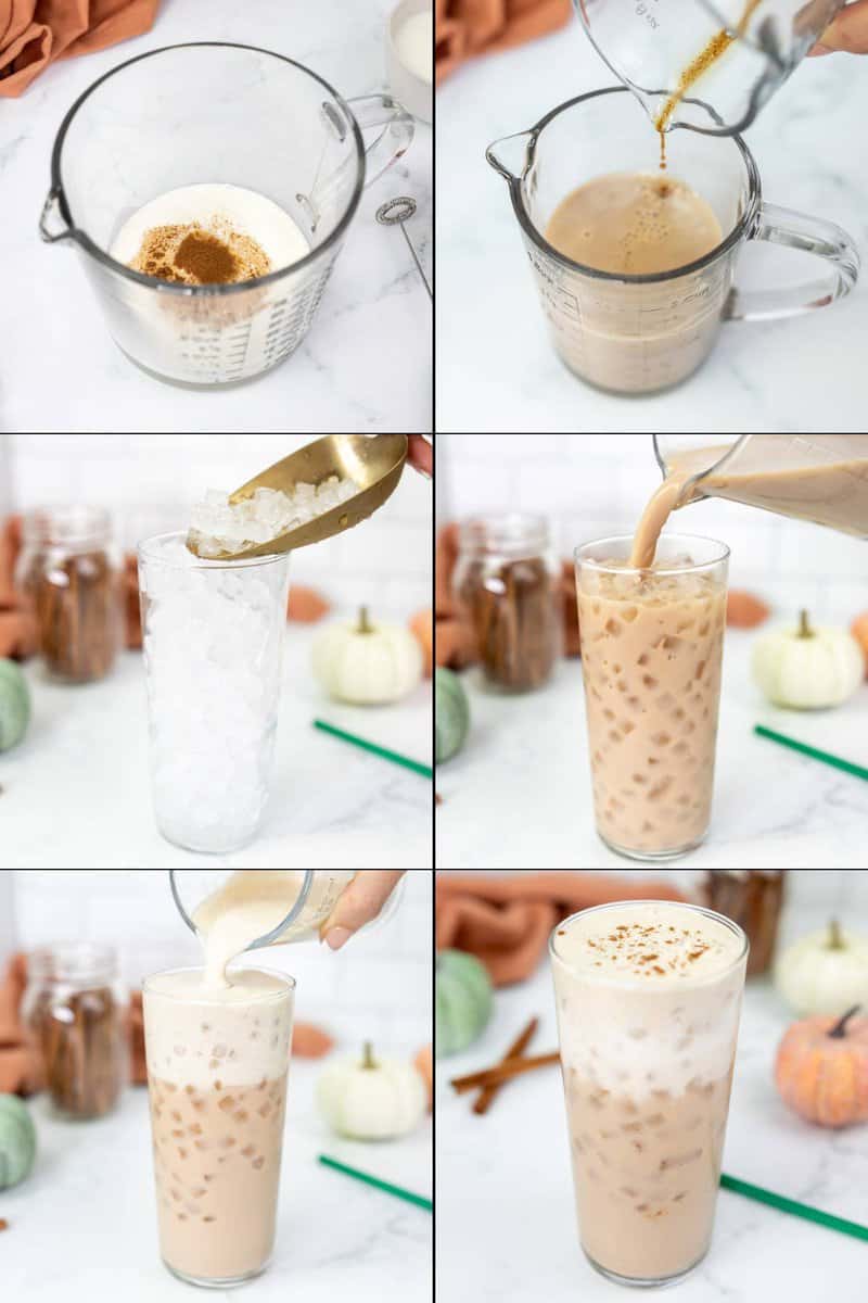 Making copycat starbucks iced pumpkin cream chai tea latte.