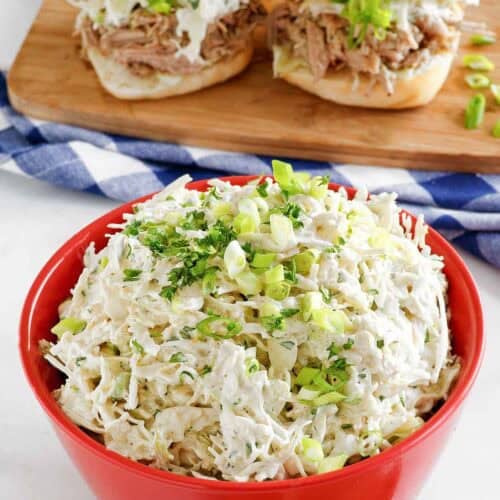 Cabbage slaw with buttermilk horseradish dressing.