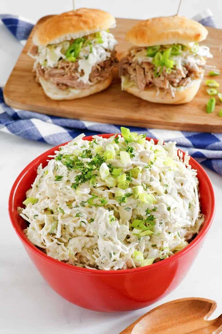 Cabbage slaw with buttermilk horseradish dressing.