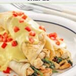 Homemade ihop chicken florentine crepes covered in hollandaise sauce.