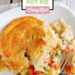 Homemade KFC chicken pot pie on a plate.