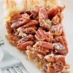 A slice of karo syrup pecan pie.