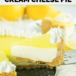 A slice of homemade Marie Callender's lemon cream cheese pie on a pie server.