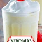 Copycat McDonald's eggnog shake in a tall glass.