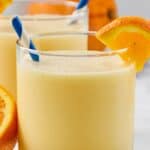 A glass of homemade orange julius.