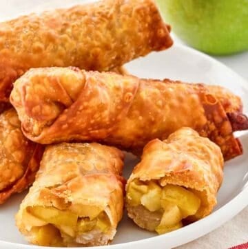 Copycat panda express apple pie egg rolls on a plate.