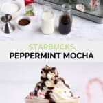 Copycat starbucks peppermint mocha ingredients and the drink.