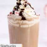 Homemade starbucks peppermint mocha with whipped cream on top.