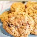 Grandma's oatmeal raisin cookies on a plate.