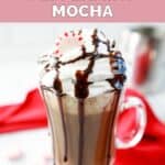 Homemade McDonald's peppermint mocha with whipped cream on top.