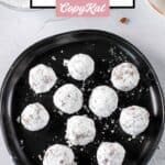 Homemade rum balls on a platter.