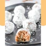 Homemade rum balls scattered on a plate.