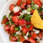 A bowl of homemade TGI Friday's pico de gallo.