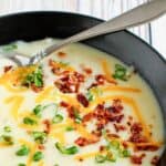 A bowl of copycat Bennigan's ultimate baked potato soup.