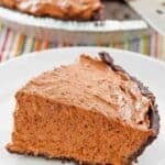 A slice of homemade chocolate pudding pie.